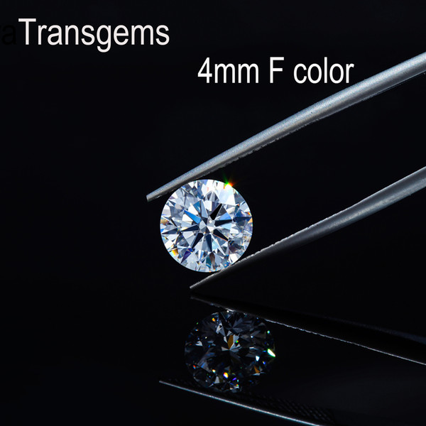 TransGem 1pcs 4mm 0.25ct Carat F Colorless Hearts and Arrows Cut Moissanite Loose Stone Moissanite Diamond Gemstone for Jwelry J190614