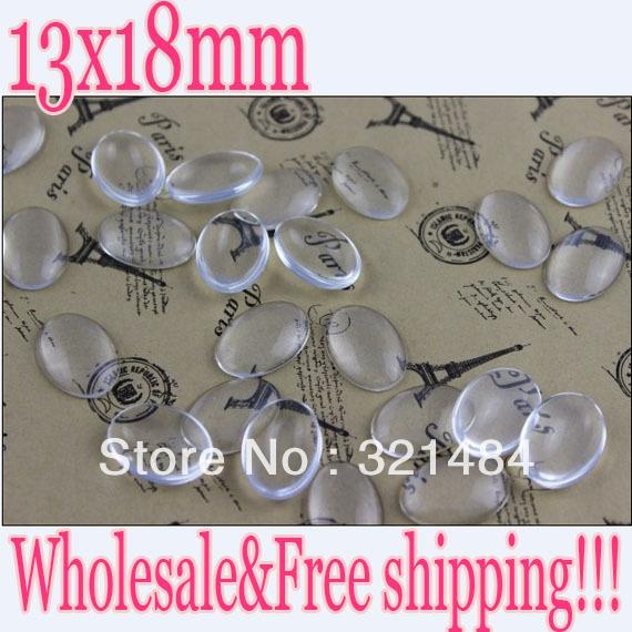 Wholesale 13x18mm Oval 1000pcs Flatback Clear Glass Dome Seals Cameo Cabocons