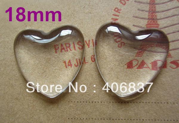 100pcs/Lot, Good Quality 18mm Dome Heart Transparent Clear Magnifying Glass Cabochon