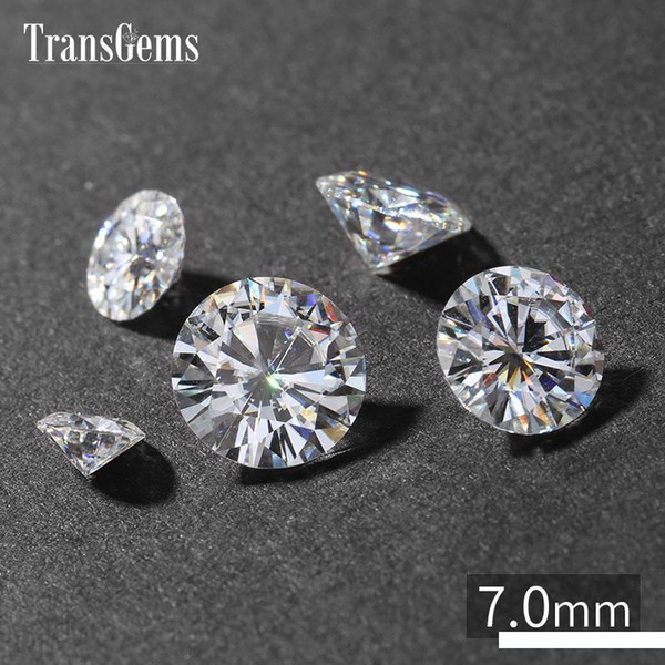 TransGems 7mm 1.2 Carat GH Color Certified Lab Grown Diamond Moissanite Loose Bead Test Positive As Real Diamond Gemstone