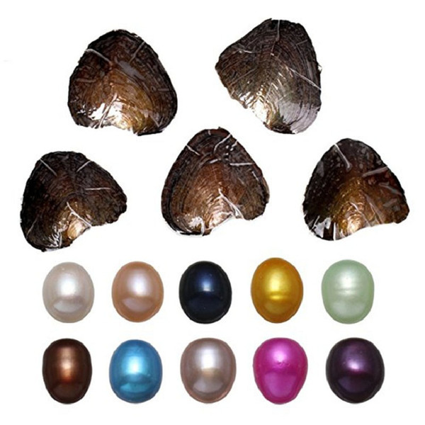 Oval Oyster Pearl 2018 new 7-10mm 20 mix color Fresh water Natural pearl Gift DIY Loose Decorations Vacuum Packaging Wholesale free shipping