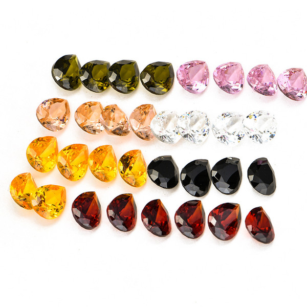 7x10mm 50pcs/lot Pear Cut AAA Loose Colorful Zircon Pointback Rhinestones Artificial Gemstone Decoration Wholesale