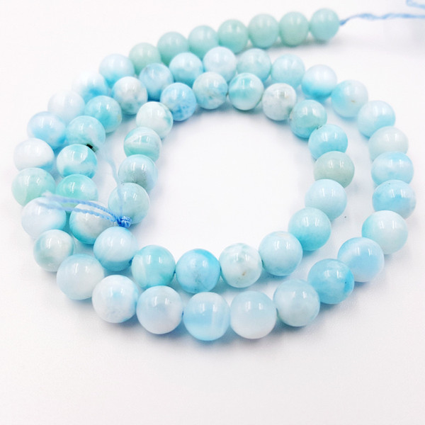 Lii Ji Natural Gemstone Larimar Round Shape Approx 6-7mm DIY Jewelry Making Bracelet or Necklace about 38cm