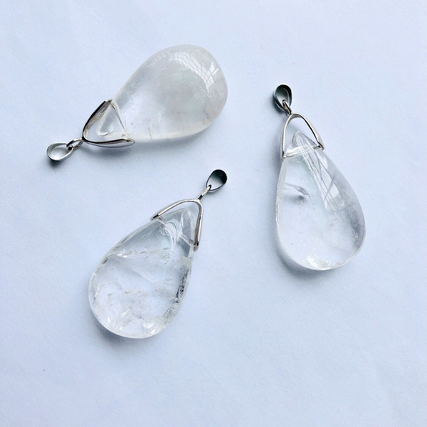 Wholesale mixed lot 2pcs/pack Natural Clear Quartz Pendant Beads,Rock Crytal Pendant,Gemstone Pendant Bead for jewelry making DIY