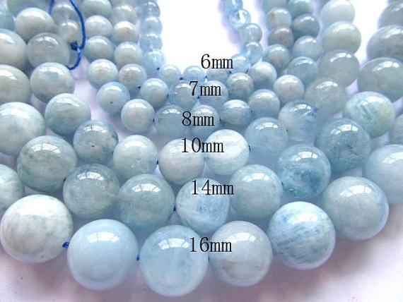 4-16mm full strand high quality gemstone ball round natural aquamarine-beryl stone charm bead