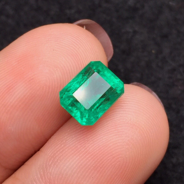 iGitl 2.97ct Gemstone Jewelry Faceted Vivid Green Natural Emerald Gemstones Loose Gemstones Loose Stone Gems