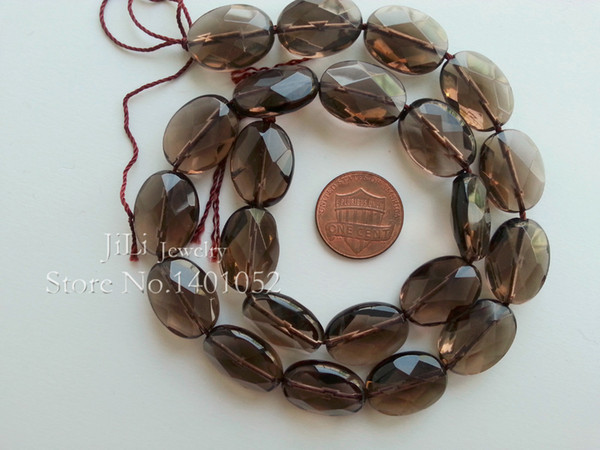 Natural Smoky Quartz Oval-shape-cutting beads 13*18mm DIY Jewelry Making Free Shipping