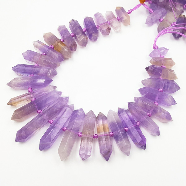 Lii Ji Natural Gemstone Ametrine Double Terminated Shape Approx 10x23mm-11x53mm DIY Jewelry Making Necklace Bracelet 38cm