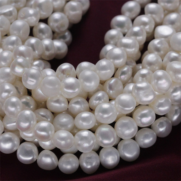 SNH 5strands /pack 9mm AAA baroque shape white best quality natural freshwater pearl beads