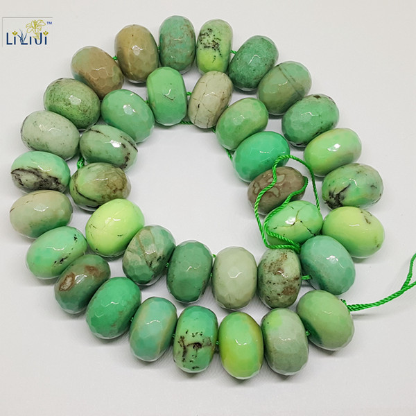 Lii Ji Green Agate Flat Round Shape Faceted beads about 10x16mm DIY Jewelry Making Approx 39cm