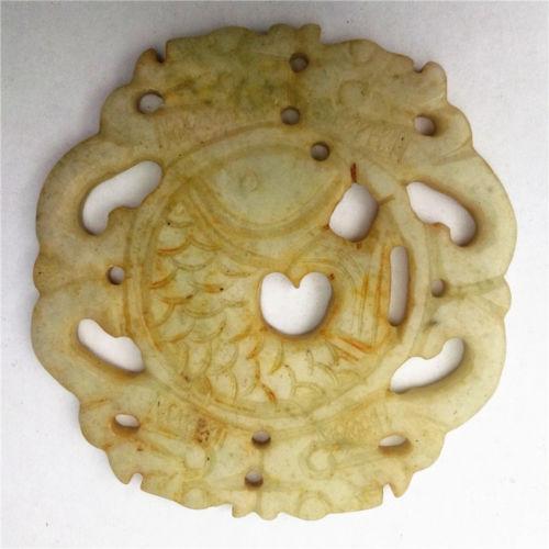 Beautiful Carved Chinese Old Jade pendant Bead 267