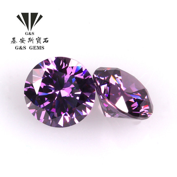 Wholesale Purple Zircon Stone Amethyst Crystal Color Round Diamond Cut Cubic Zirconia From G&S GEMS