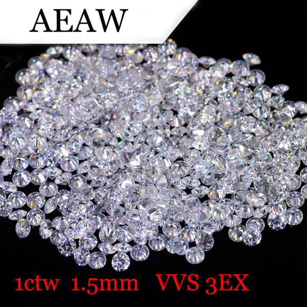 AEAW 1.5mm Total 1 CTW carat DF Color Certified Lab Created Moissanite Diamond Loose Bead Test Positive