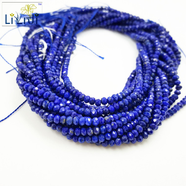 Lii Ji Natural stone Lapis Lazuli about 2x3mm Flat Round Shape Faceted beads approx 39cm DIY Jewelry Making Bracelet Necklace