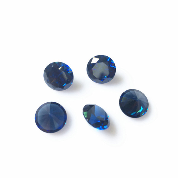 Sapphire Color 50pcs/lot Round Cut Loose Zircons Pointed Bottom Rhinestones Artificial Gemstone Decoration High Quality