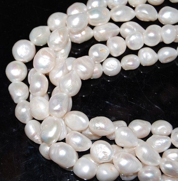 SNH Freshwater Baroque Shape Pearl Beads 12mm A white pearl beads can make large hole 3 strands/pcakage for free shipping