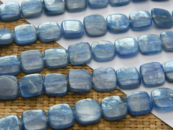 Free shipping natural 14mm blue kyanite square beads stone charms jewelry making