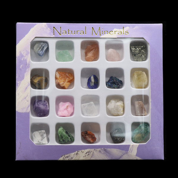 20 Types Natural Rock Mineral Specimens Collection Irregular Crystal Agate Quartz Canary Lapis Amethyst Fluorite Stone Wholesale