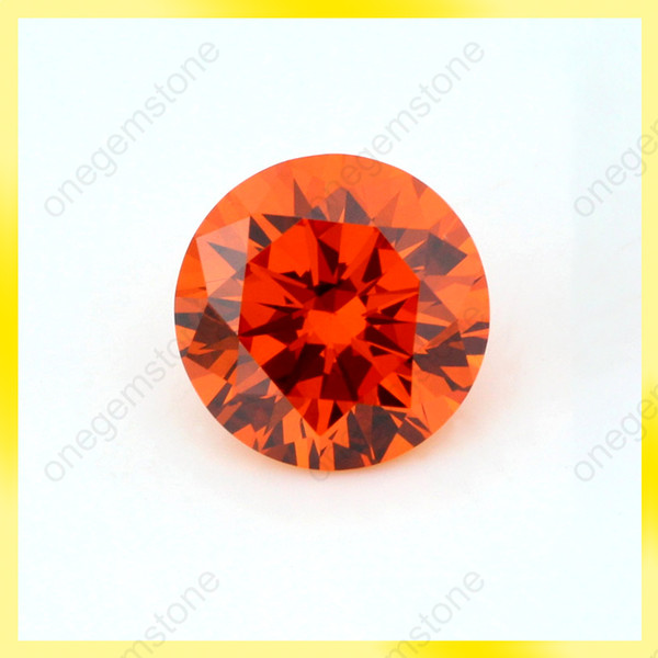 Orange color round shape 5mm cubic zirconia big gemstone with free shipment use for wax setting