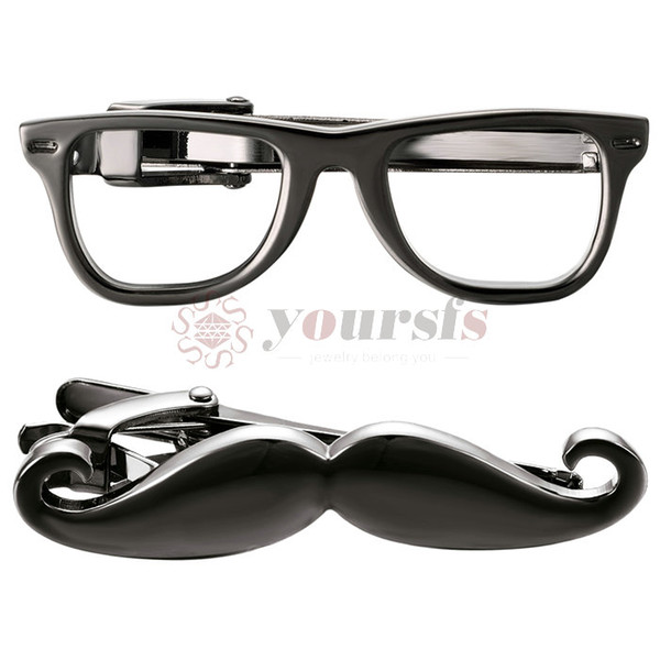 Yoursfs Mustache Glasses Tie Clip Bar Set Funny Stainless Steel Tie Bar Clamp Novelty For Mens