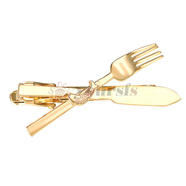 Men's Neck Tie Pin Clips Clasp Silver Chrome Stainless Steel Jewelry Fork Spoon Groom Usher Men's Clothing Accessories