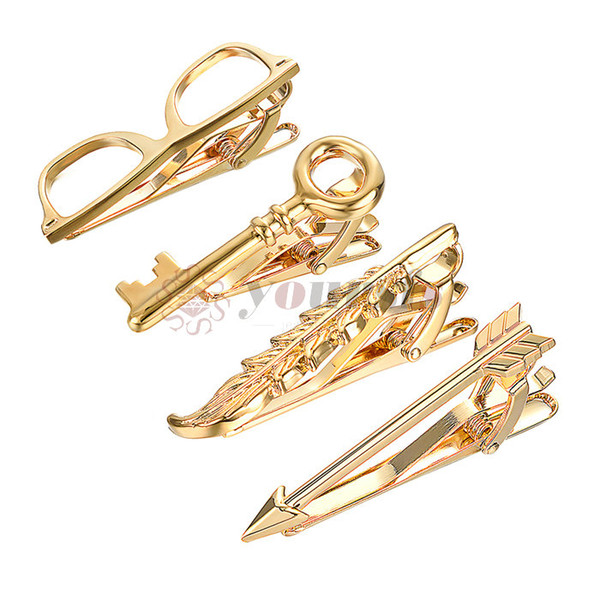 Yoursfs Fashion Mens Leaf Tie Clip Bar - Normal Size 18K GP Stainless Steel For Business Wedding Gift,5cm