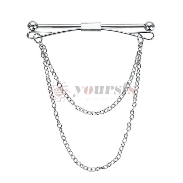 Yoursfs Brand Gold/Silver Chain Hat Head Collar Pin Brooch Tie Stick Pin Shirt with Collar Bars Jewelry