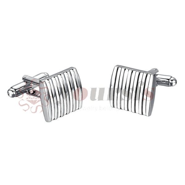 Yoursfs Stainless Steel Stripe Men's Business Wedding Cuff Links Father' C454W1