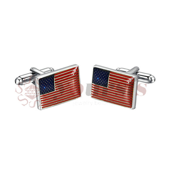 Yoursfs USA Flag Stainless Steel Men's Business Wedding Cuff Links for Best gift