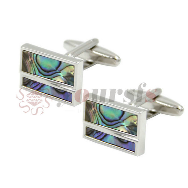 Yoursfs Copper with Gold Plated Simple Rectangle Style Cufflink Men's Color Shell Inlayed Fashion Jewelry