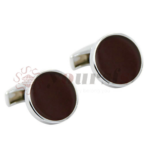 Yoursfs Copper with Gold Plated Simple Round Style Cufflink Men's Red Agate Inlayed Fashion Jewelry