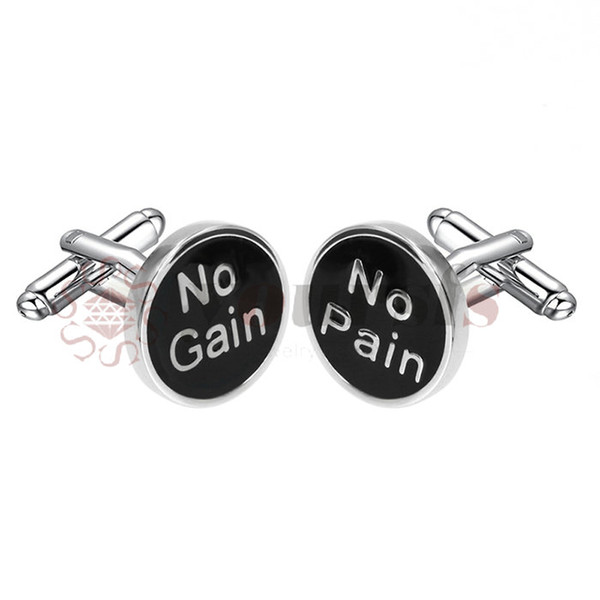 Yoursfs NO PAIN NO GAIN character Cufflink 1 Pair Retail Free Shipping Promotion