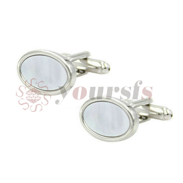 Yoursfs Copper with Gold Plated Round Style 2 Cufflink Men's Shell Inlayed Fashion Jewelry