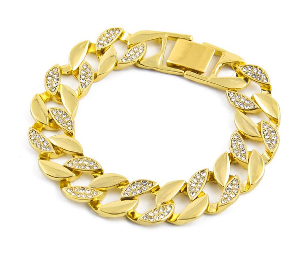New European and American hip hop fashion fashion fashion personality accessories semi-diamond Cuban men's bracelet Jewelry