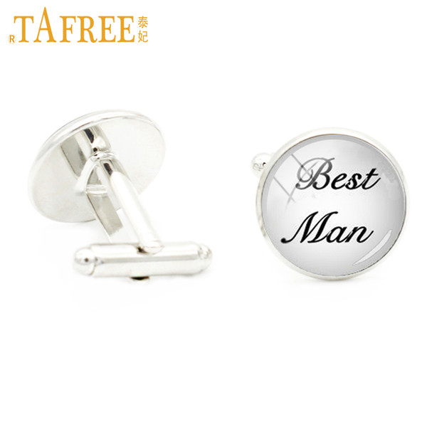 TAFREE Best man Cufflinks personality Men Shirt Cuff Link Wedding Groomsmen Gift the best Dome glass cabochon jewelry KC532