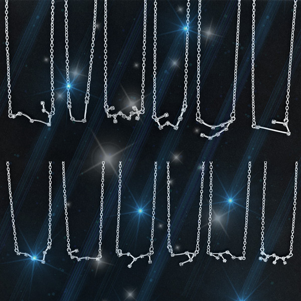 Korean fashion zircon silver-plated pendant 12 constellation guardian necklace four seasons hot short clavicle chain Valentine's Day birthda