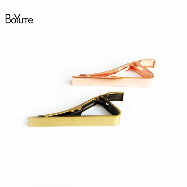 BoYuTe 10Pcs 7 Colors Plated 42*5MM Classic Plain Design Mens Tie Clip Fashion DIY Jewelry Settings