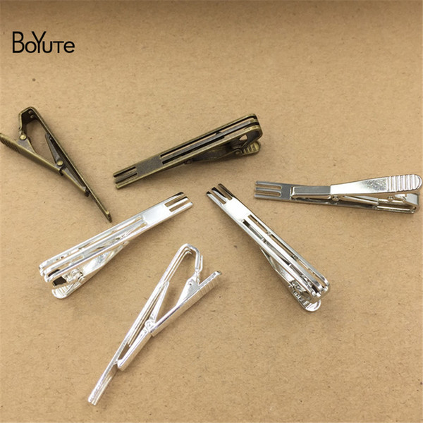 BoYuTe 10Pcs 51*6MM 3 Colors Plated Copper Square Hollow Out Mens Tie Clip Fashion Jewelry Accessories