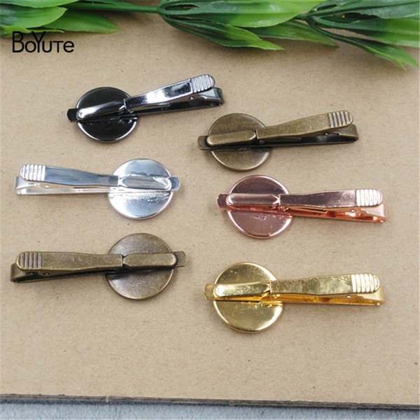 BoYuTe 10Pcs 7 Colors Plated Round 16MM 18MM 20MM Cabochon Base Diy Tie Clip Blank Tray Bezel Jewelry Findings Components(SAA)