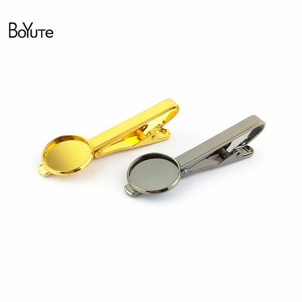 BoYuTe 10Pcs 7 Colors Plated Round 16MM 18MM 20MM Cabochon Base Diy Tie Clip Blank Tray Bezel Jewelry Findings Components(R)