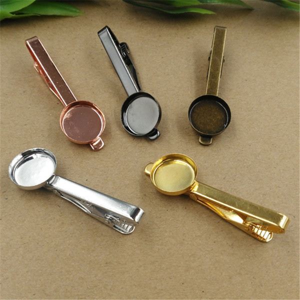 BoYuTe 10Pcs Round 16mm Fashion Jewelry Cabochon Base Tray 5 Colors Plated Diy Tie Clip Blank