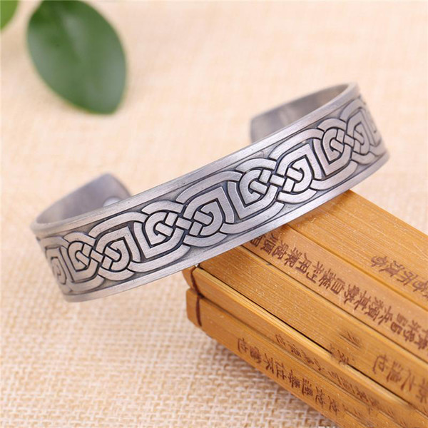 2022New Wiccan Knot Viking Bangles Metal Engraved Designer Bracelet Therapy Cuff Health Cure Mens Jewelry