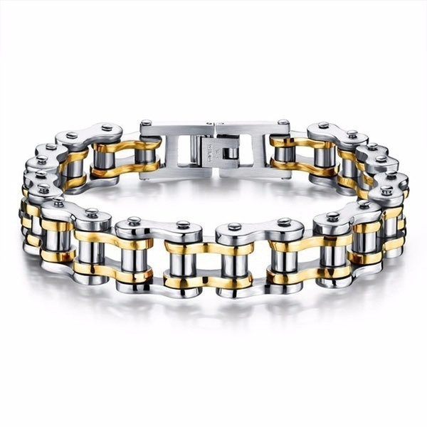 Euramerican men's stainless steel bracelet rolling bicycle bracelet motorcycle chain bracelet jewelry