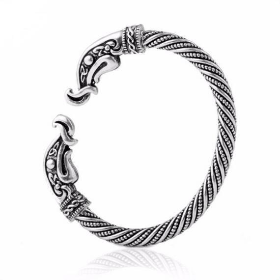 Female Male Jewelry Open Bracelet Fenrir Viking Style Bangle Animal Fish Pattern Personality Zinc Alloy Material Provide Dropshipping