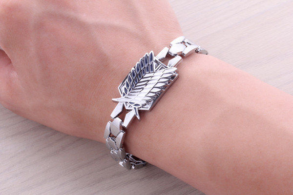 fashion silver color attacking giants of the investigative corps white black wing bracelet jewelry