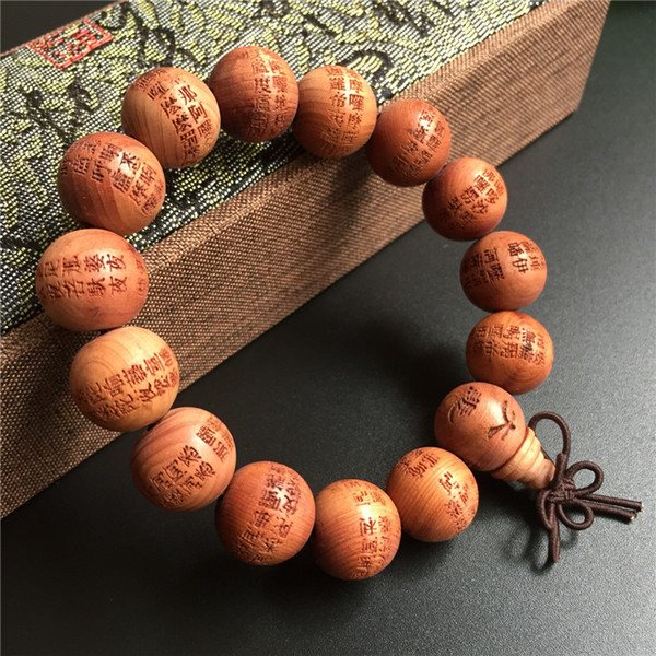 Cypress wood Buddha beads bracelet carve the great mercy mantra fragrance bracelet