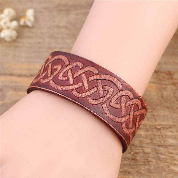 Vintage Classic Knot Leather Bracelets Boho Leather Bracelets with Hidden Alloy safety Clasp Leather Bracelet Fashion Jewelry