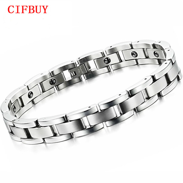 Jewelry Magnet Stone Man Bracelet Classical Stainless Steel Energy Balance Link Chain Bracelets For Men Health Care GS8012