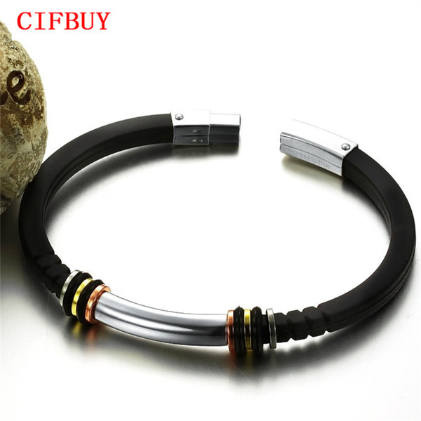 CIFBUY JEWELRY Clearance Sale! Genuine Silicone Bracelet & Bangle Attractive Men Jewelry Unique Button Design Factory Price