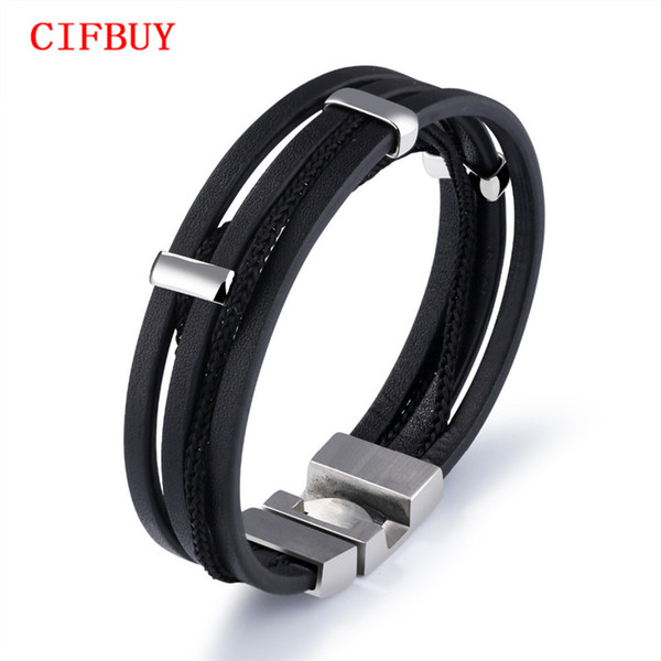 2017 New Arrival Multi Layers Genuine Leather Bracelets For Men Punk Braided Wrist Wrap Braclet Casual Jewelry Gift PH1129